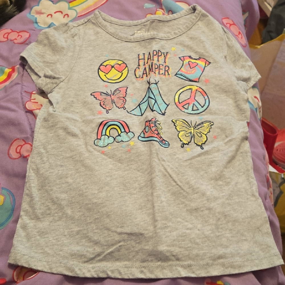 Happy Camper Kids Gray T-Shirt